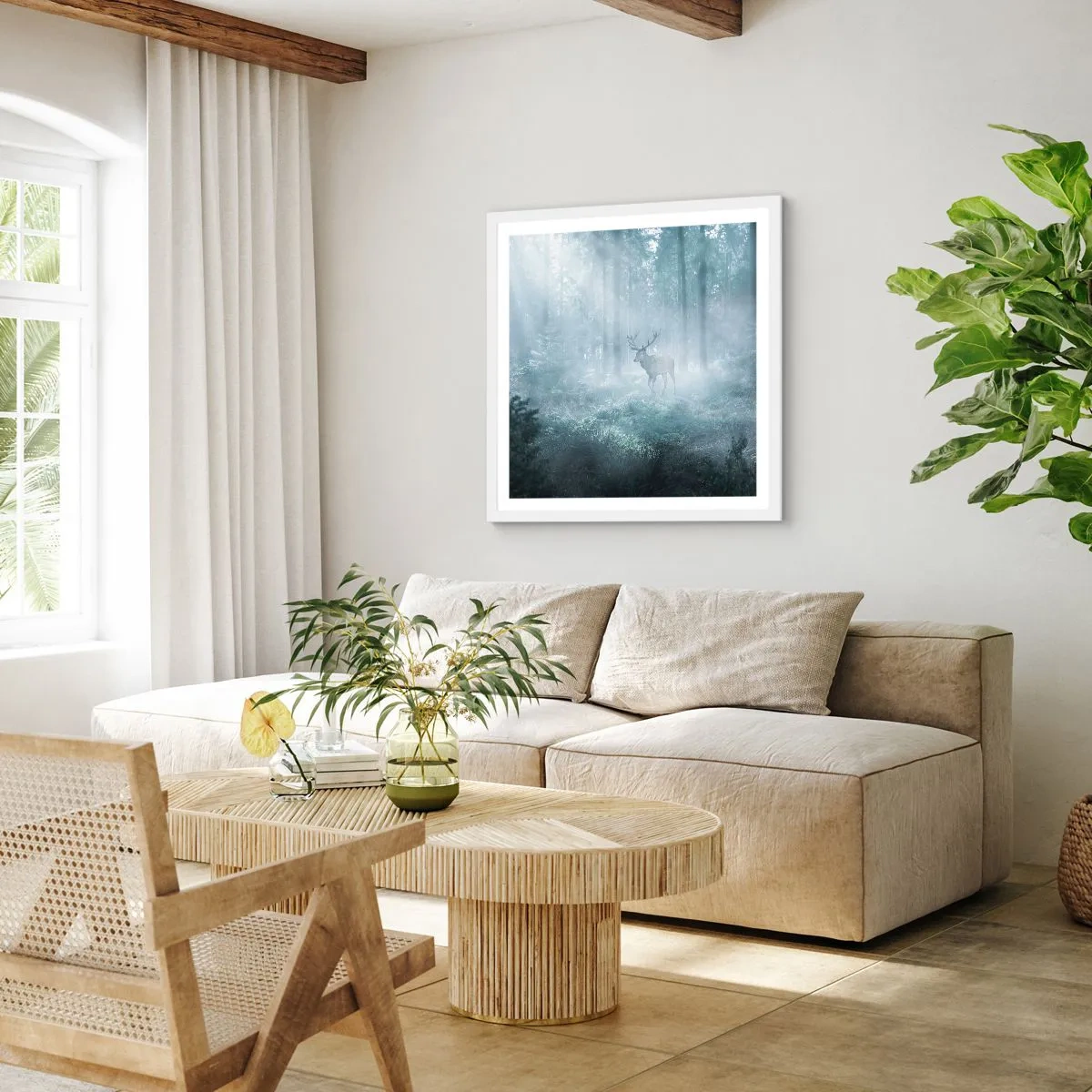 Plakat w białej ramie - Poranny obchód włości - 60x60 cm