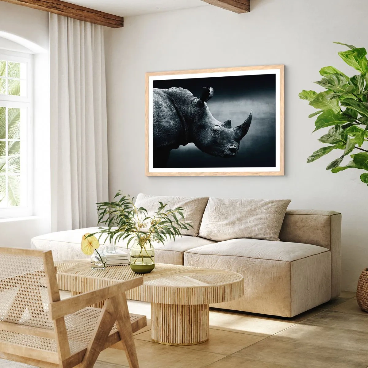 Plakat w ramie jasny dąb - Prawy profil - 100x70 cm