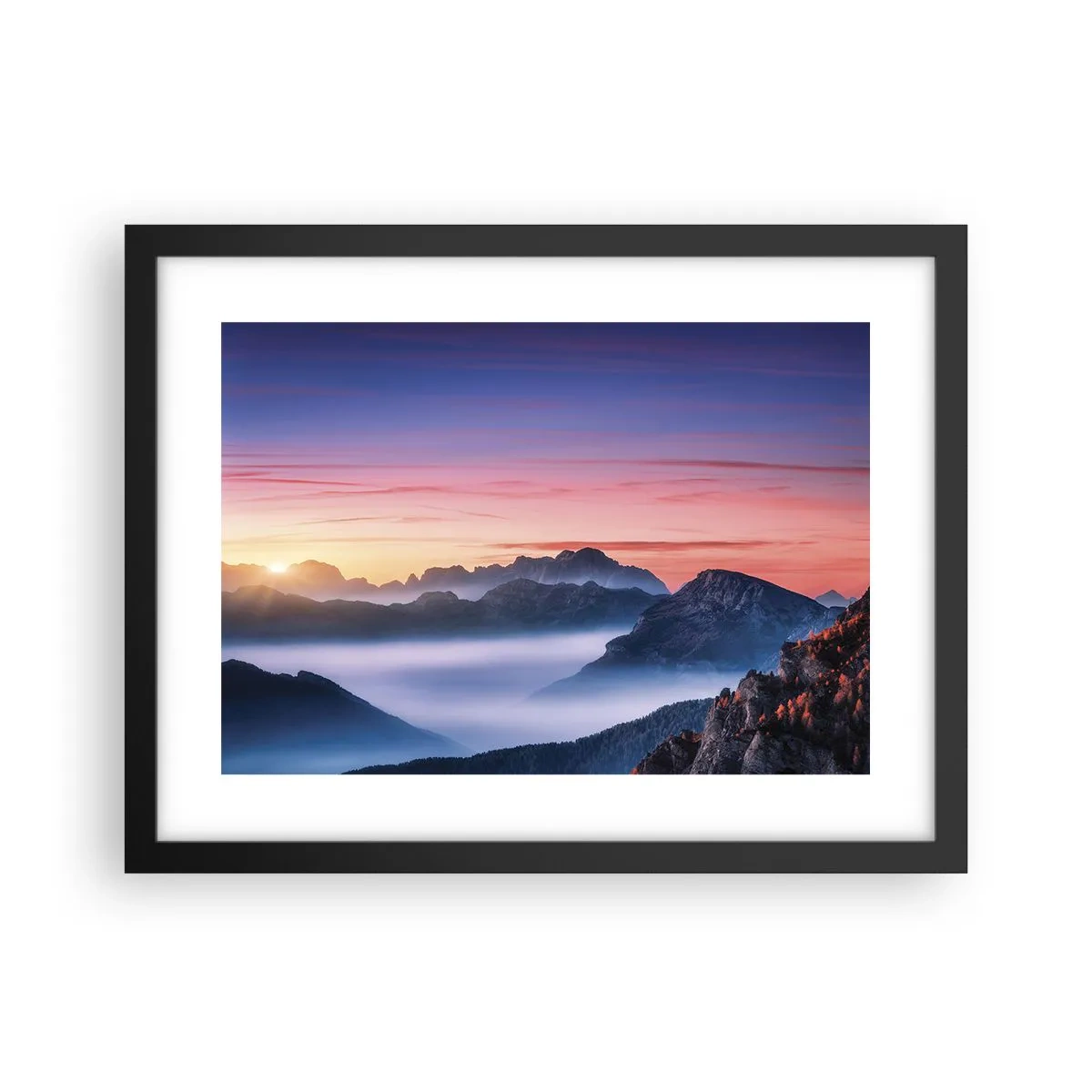 Plakat w czarnej ramie - Nad dolinami - 40x30 cm