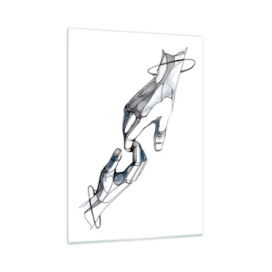 Obraz na szkle - Artystyczna ilustracja dwóch dłoni w abstrakcyjnym stylu - 50x70cm - Dobry gest - Nowoczesna dekoracja ścienna do salonu, kuchni i sypialni ARTTOR