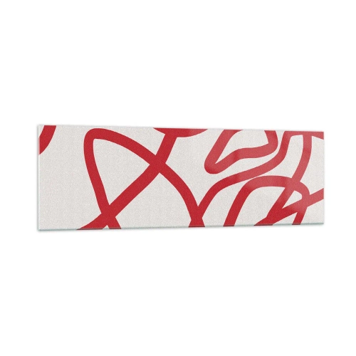 Obraz na szkle - Czerwone abstrakcyjne linie na białym tle - 160x50cm - Czerwono na białym - Nowoczesna dekoracja ścienna do salonu i sypialni ARTTOR