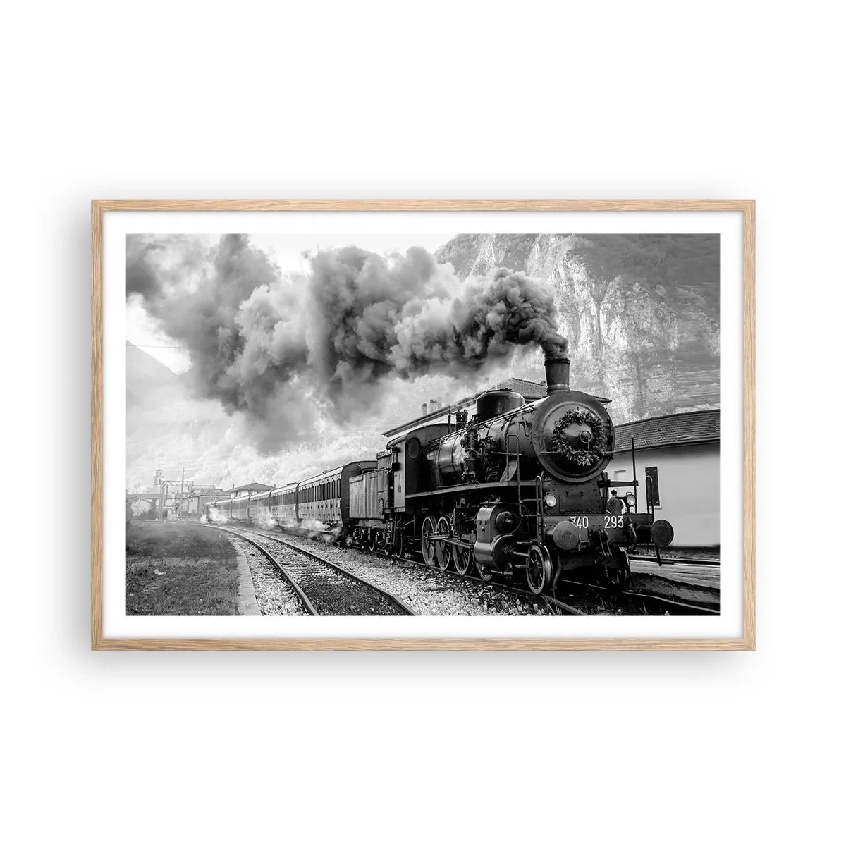 Plakat w ramie jasny dąb - Stoi na stacji… - 91x61 cm