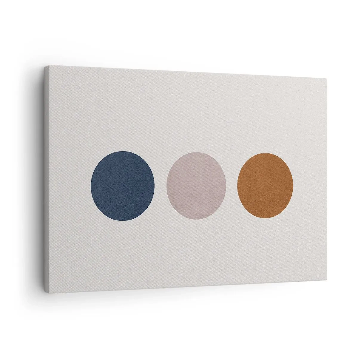 Obraz na płótnie - Minimalistyczna kompozycja z trzema kolorowymi kołami - 70x50cm - Symbol doskonałości - Nowoczesna dekoracja ścienna do salonu i sypialni ARTTOR