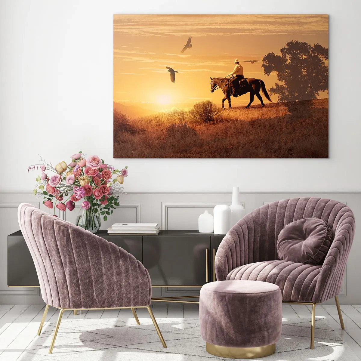 Obraz na szkle - Samotnie przez prerię - 70x50cm - Samotnie przez prerię - Nowoczesna dekoracja ścienna do salonu i sypialni ARTTOR