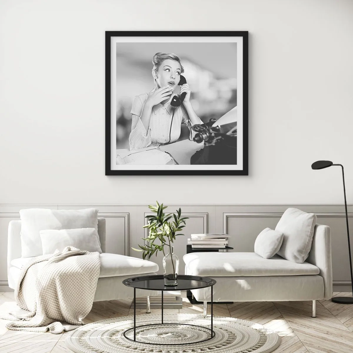 Plakat w czarnej ramie - Halo, tu lata 50. - 50x50 cm