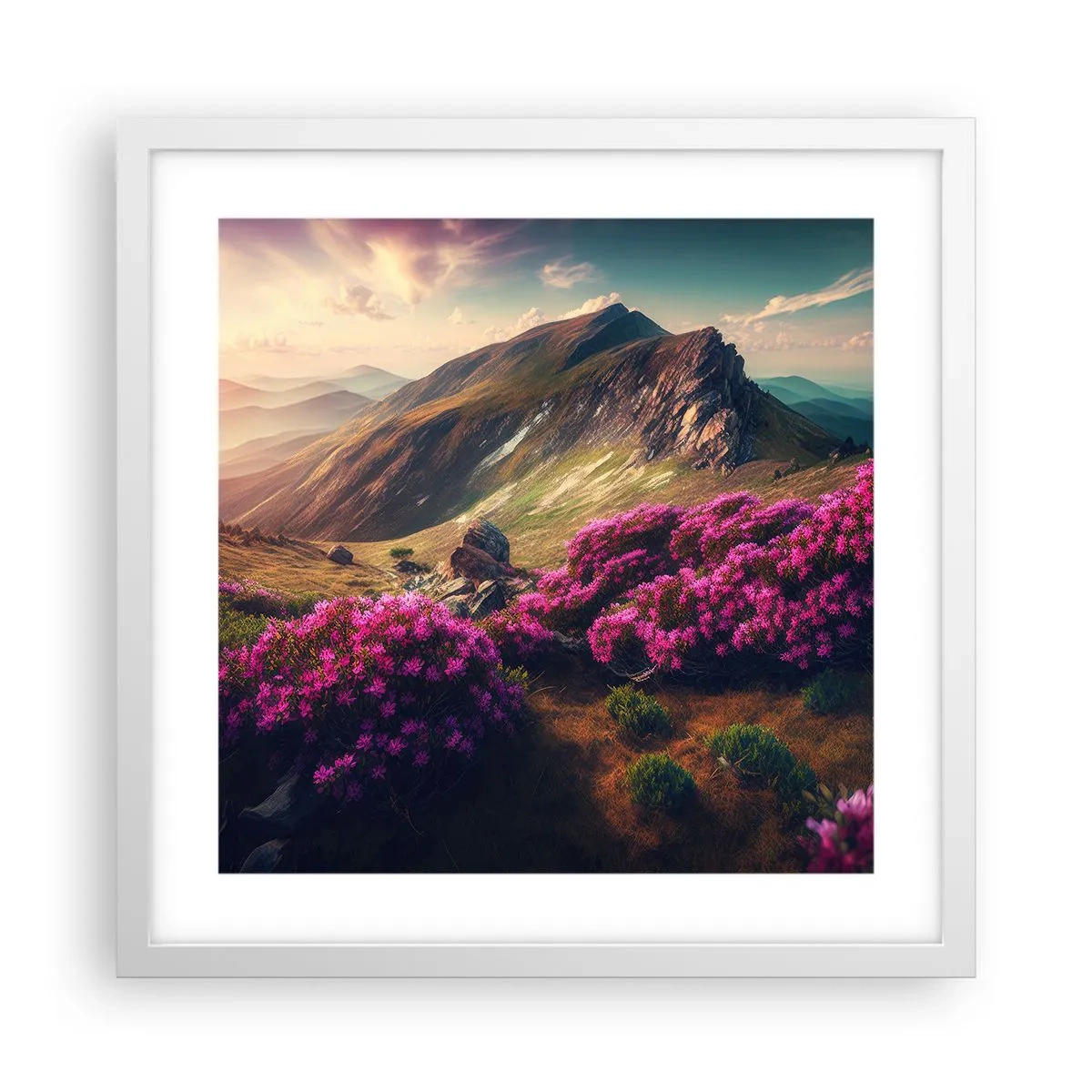 Plakat w białej ramie - Lato w górach - 40x40 cm