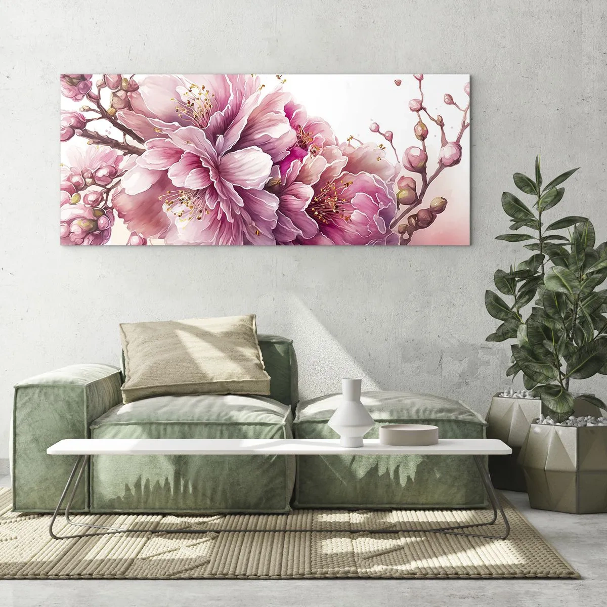 Obraz na szkle - Kwiat kwitnącej wiśni - 100x40 cm