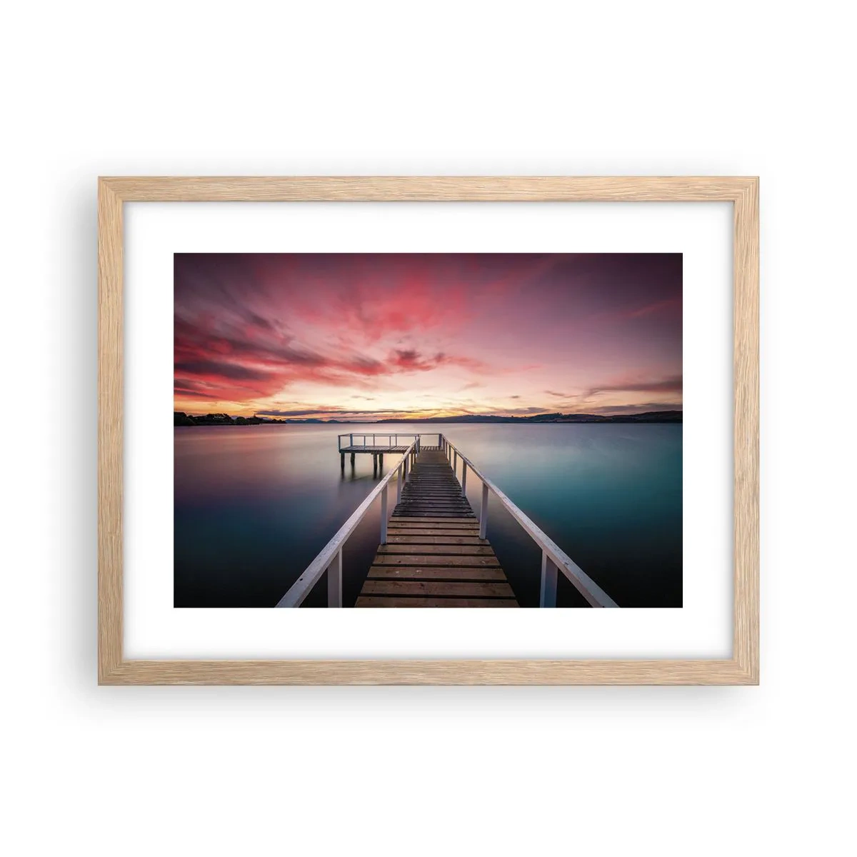 Plakat w ramie jasny dąb - Łagodny płomień wieczoru - 40x30 cm