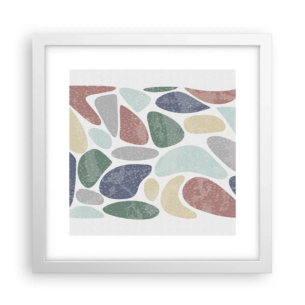 Plakat w białej ramie - Mozaika pudrowanych barw - 30x30 cm