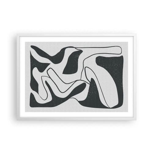 Plakat w białej ramie - Abstrakcyjna zabawa w labiryncie - 70x50 cm