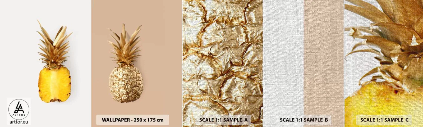 Fototapeta Próbka Premium Canvas - Ananas dla nas - Ananas, Owoce, Deser - 100x30 cm