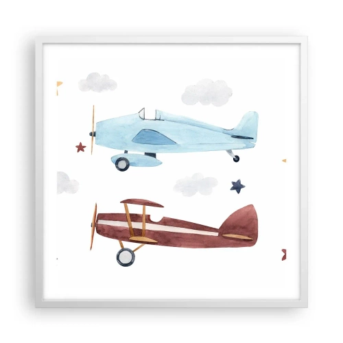 Plakat w białej ramie - Panie pilocie, czekamy! - 60x60 cm