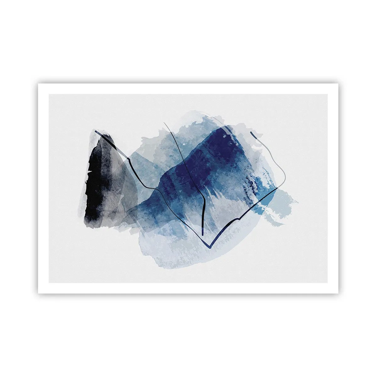 Plakat - Abstrakcyjne formy w odcieniach niebieskiego z delikatnymi liniami - 100x70cm - Lodowa góra - Nowoczesna dekoracja ścienna do salonu i sypialni ARTTOR