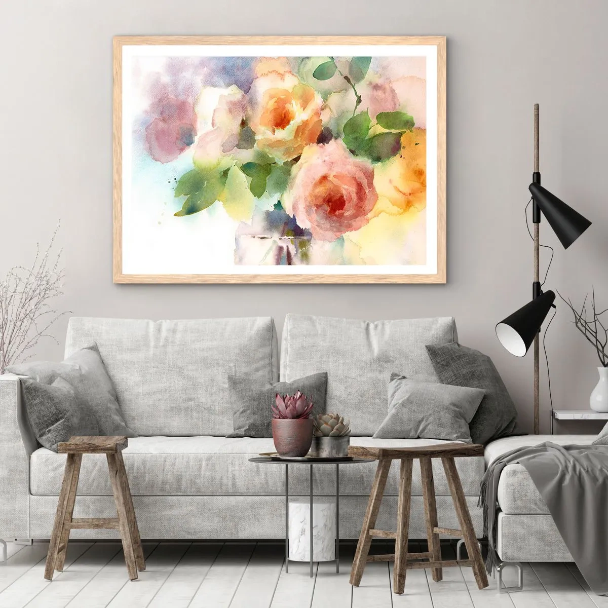 Plakat w ramie jasny dąb - Delikatne jak akwarela - 91x61 cm