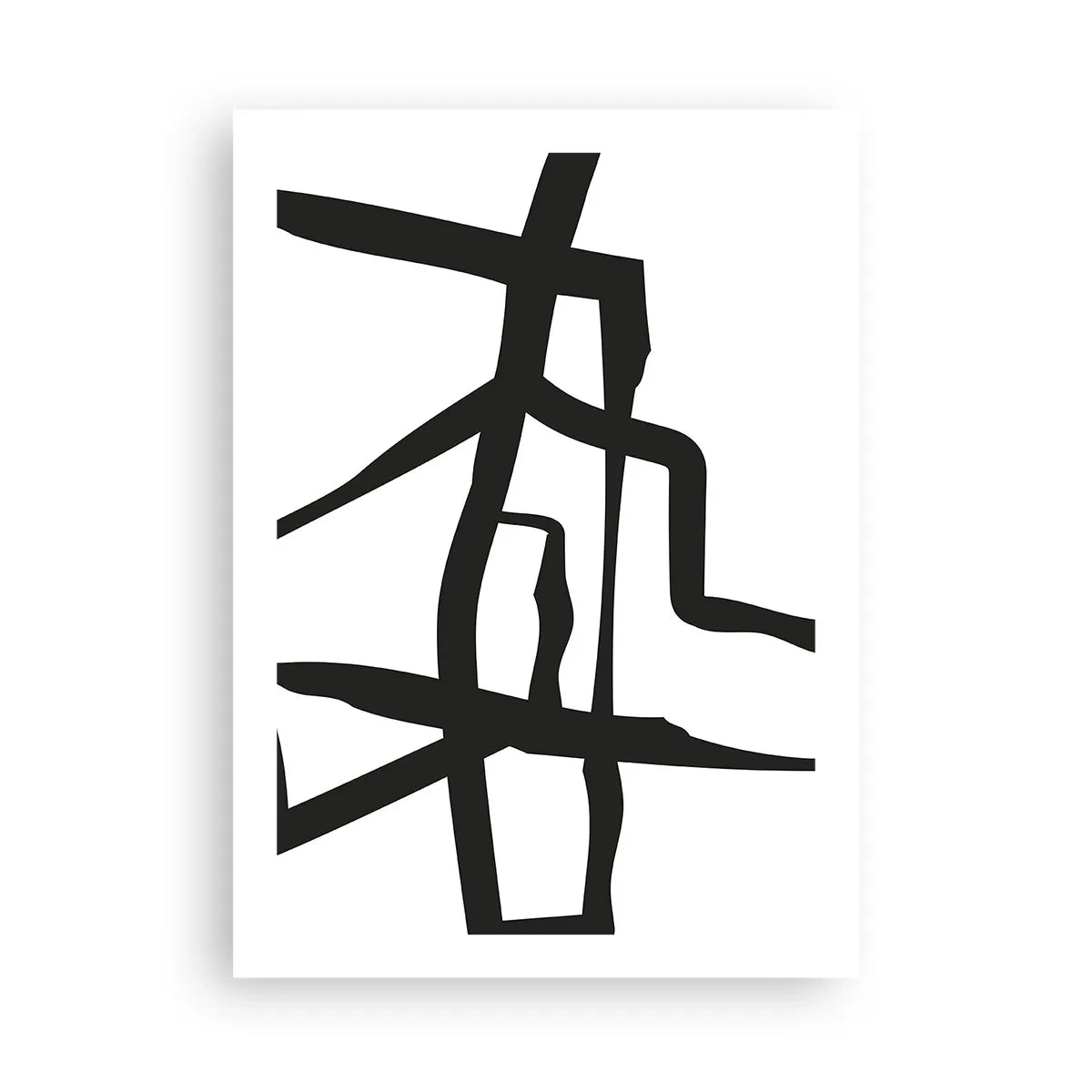 Plakat - Abstrakcyjna kompozycja czarnych linii na białym tle - 50x70cm - Czarno-biała konstrukcja - Nowoczesna dekoracja ścienna do salonu, kuchni i sypialni ARTTOR