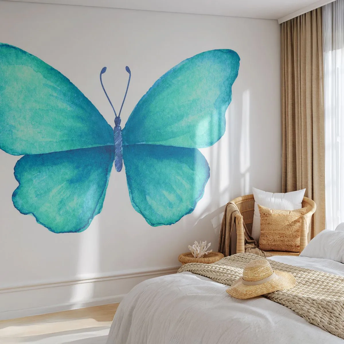 Fototapeta Samoprzylepna Deluxe Sticker - Turkusowy z natury - Motyl, Dla Dzieci, Grafika - 250x175 cm