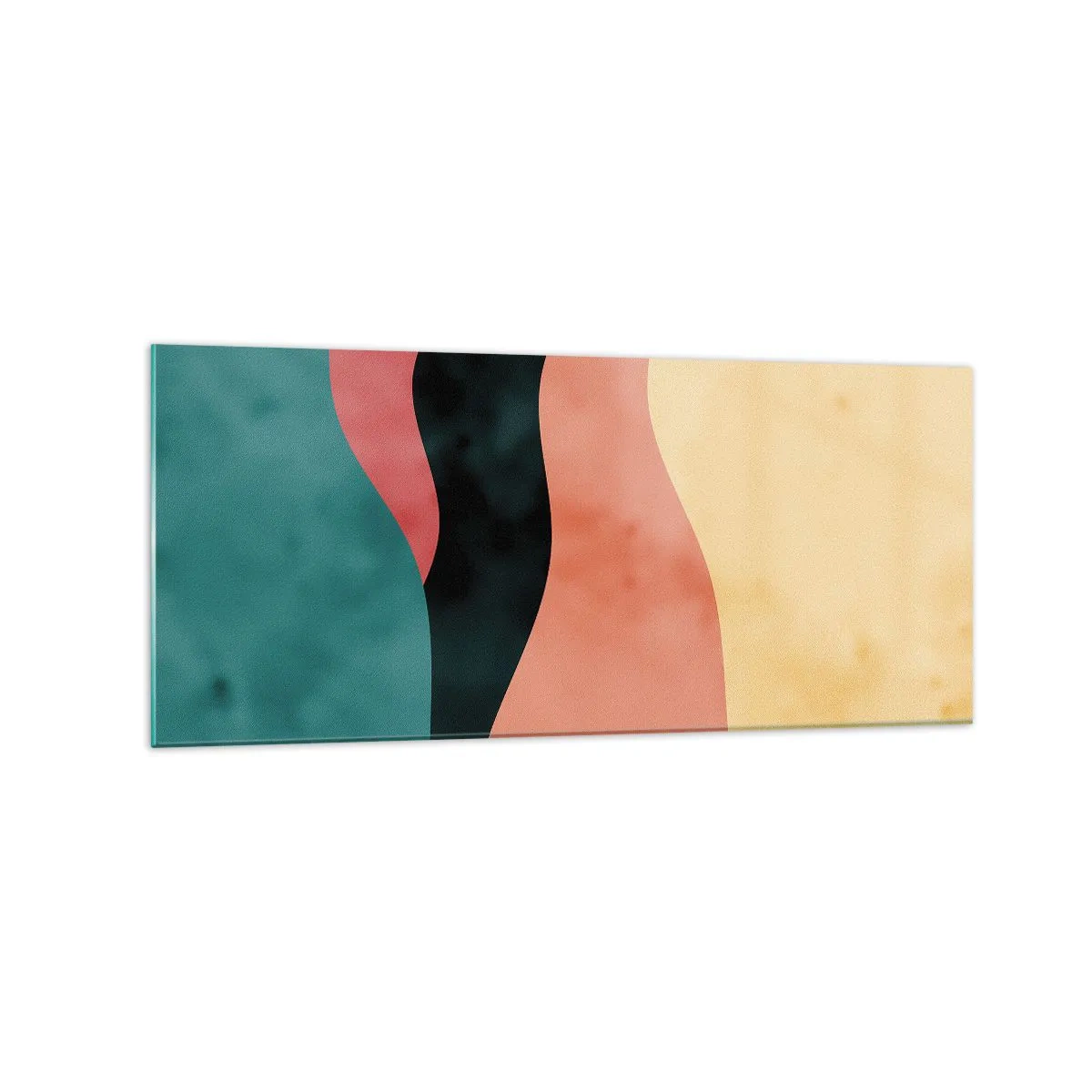 Obraz na szkle - Abstrakcyjne fale w pastelowych barwach - 120x50cm - Zgodna niezgodność - Nowoczesna dekoracja ścienna do salonu i sypialni ARTTOR