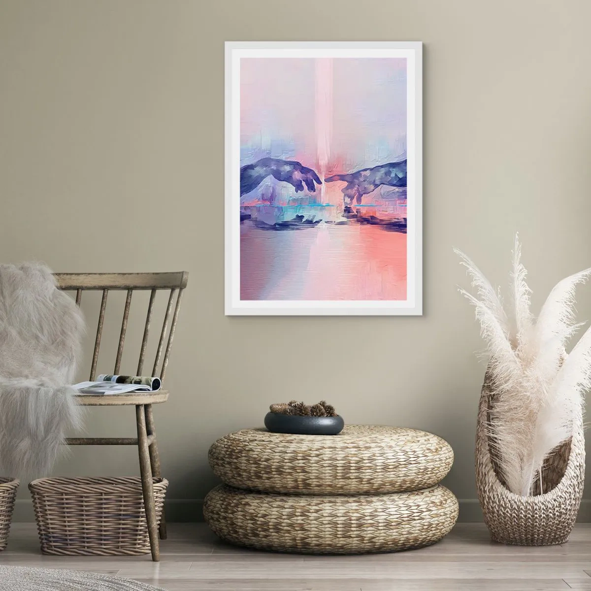 Plakat w białej ramie - Boska iskra życia - 70x100 cm