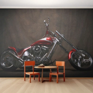 Fototapeta Premium Sand - Czerwono-srebrna piękność - Motocykl, Chopper, Motoryzacja - 250x175 cm