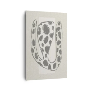 Obraz na płótnie - Abstrakcyjny wzór organiczny w odcieniach szarości - 80x120cm - Przedziwne stworzenie - Nowoczesna dekoracja ścienna do salonu i sypialni ARTTOR