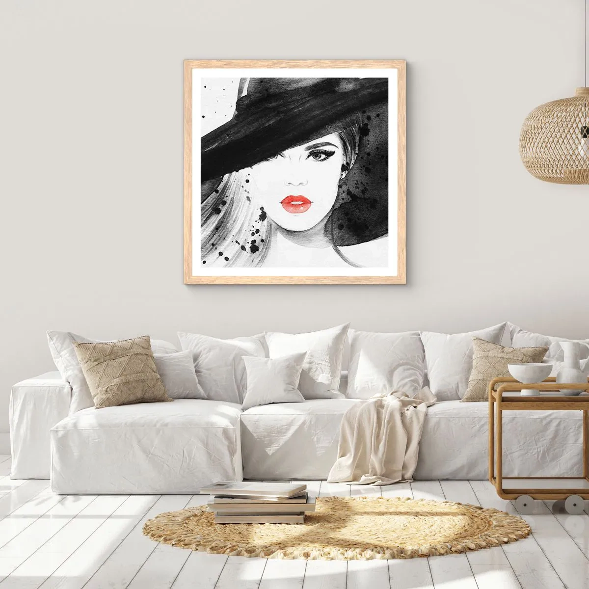 Plakat w ramie jasny dąb - Dama w czerni - 50x50 cm