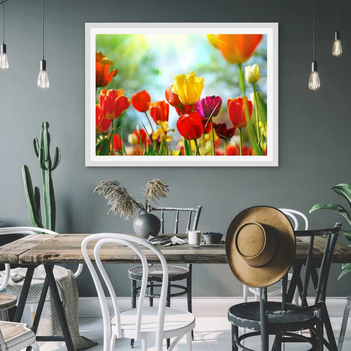 Plakat w białej ramie - Wszystkie barwy słońca - 70x50 cm