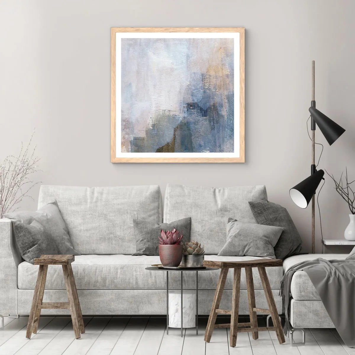 Plakat w ramie jasny dąb - Tony i akordy barw - 40x40 cm