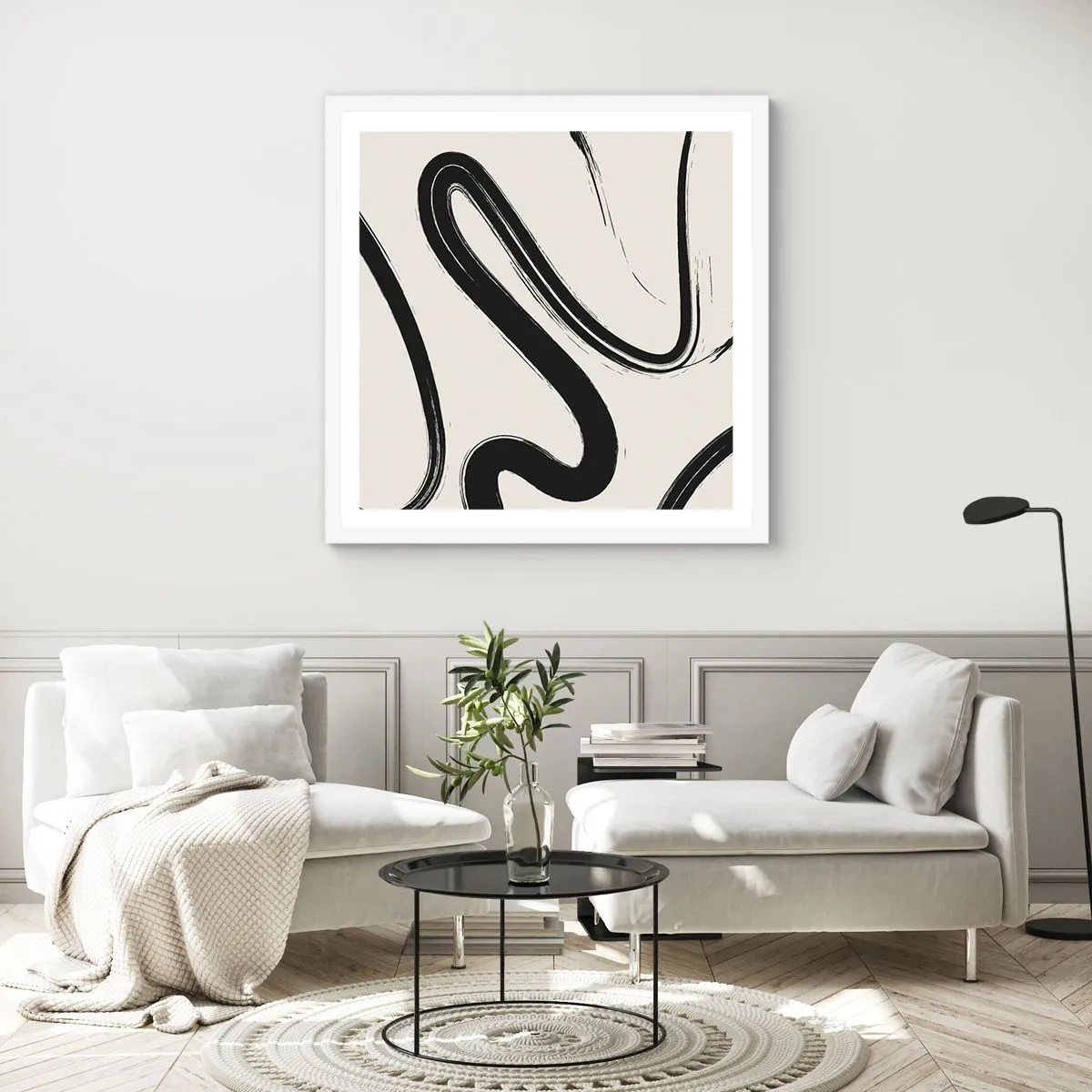 Plakat w białej ramie - Czarno-biała fanaberia - 60x60 cm