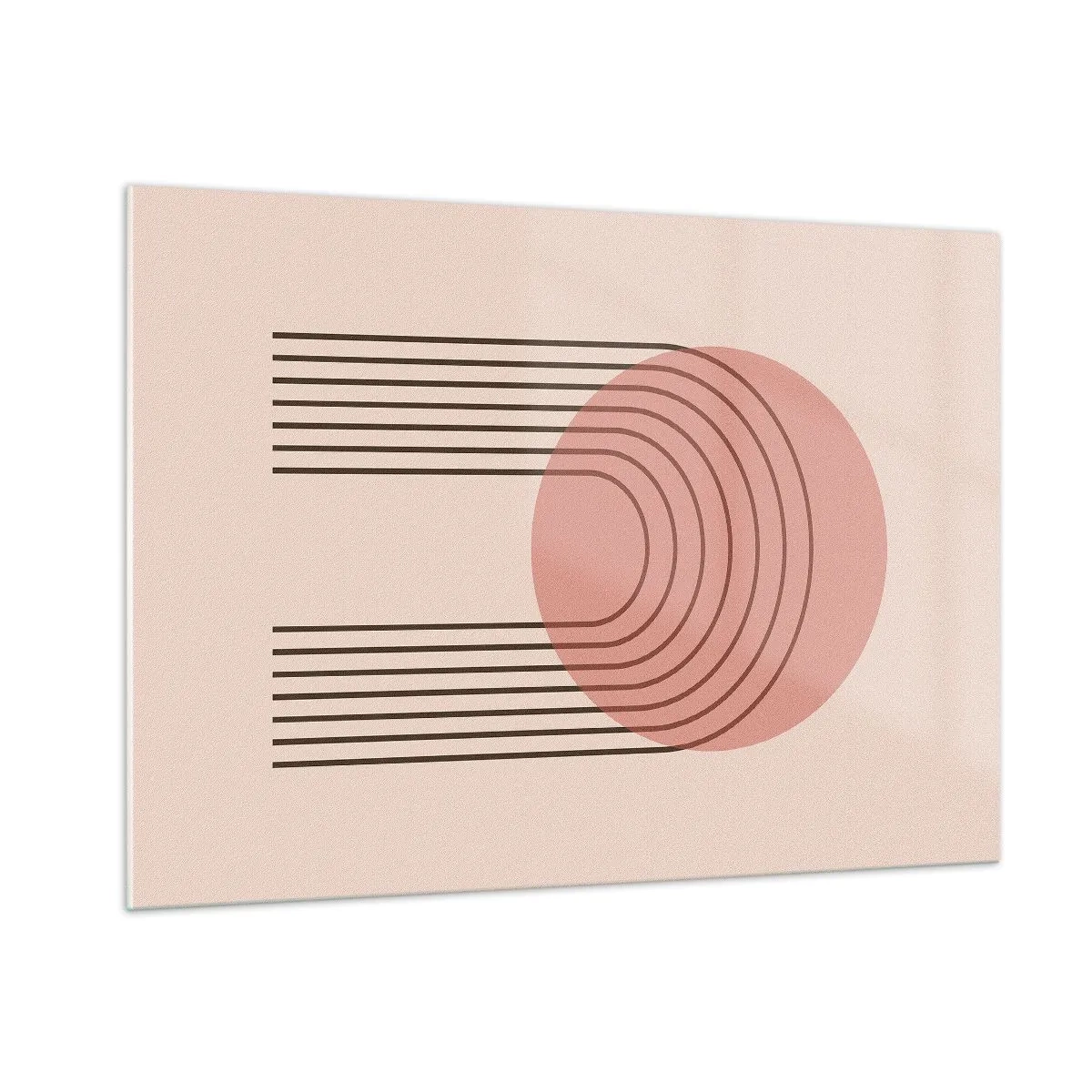 Obraz na szkle - Minimalistyczna grafika geometryczna w odcieniach beżu - 100x70cm - Nieodparte przyciąganie - Nowoczesna dekoracja ścienna do salonu, kuchni i sypialni ARTTOR