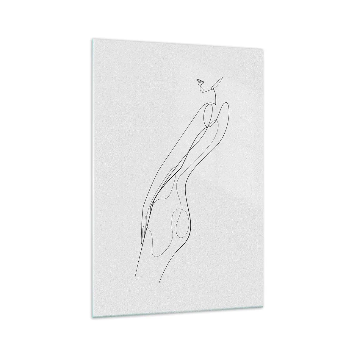 Obraz na szkle - Minimalistyczna linia ukazująca sylwetkę na jasnym tle - 70x100cm - Zaledwie obietnica - Nowoczesna dekoracja ścienna do salonu i sypialni ARTTOR