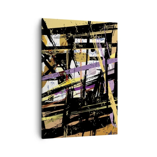 Obraz na płótnie - Abstrakcyjna kompozycja dynamicznych linii i kolorów - 50x70cm - Ostre cięcie - Nowoczesna dekoracja ścienna do salonu, kuchni i sypialni ARTTOR