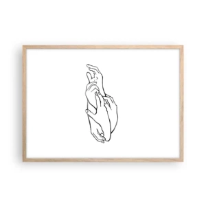 Plakat w ramie jasny dąb - Dobry dotyk - 70x50 cm