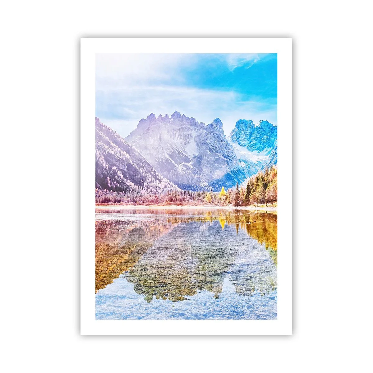 Plakat - Górski krajobraz z jeziorem i jesiennymi kolorami - 50x70cm - A w górach już jesień - Nowoczesna dekoracja ścienna do salonu, kuchni i sypialni ARTTOR