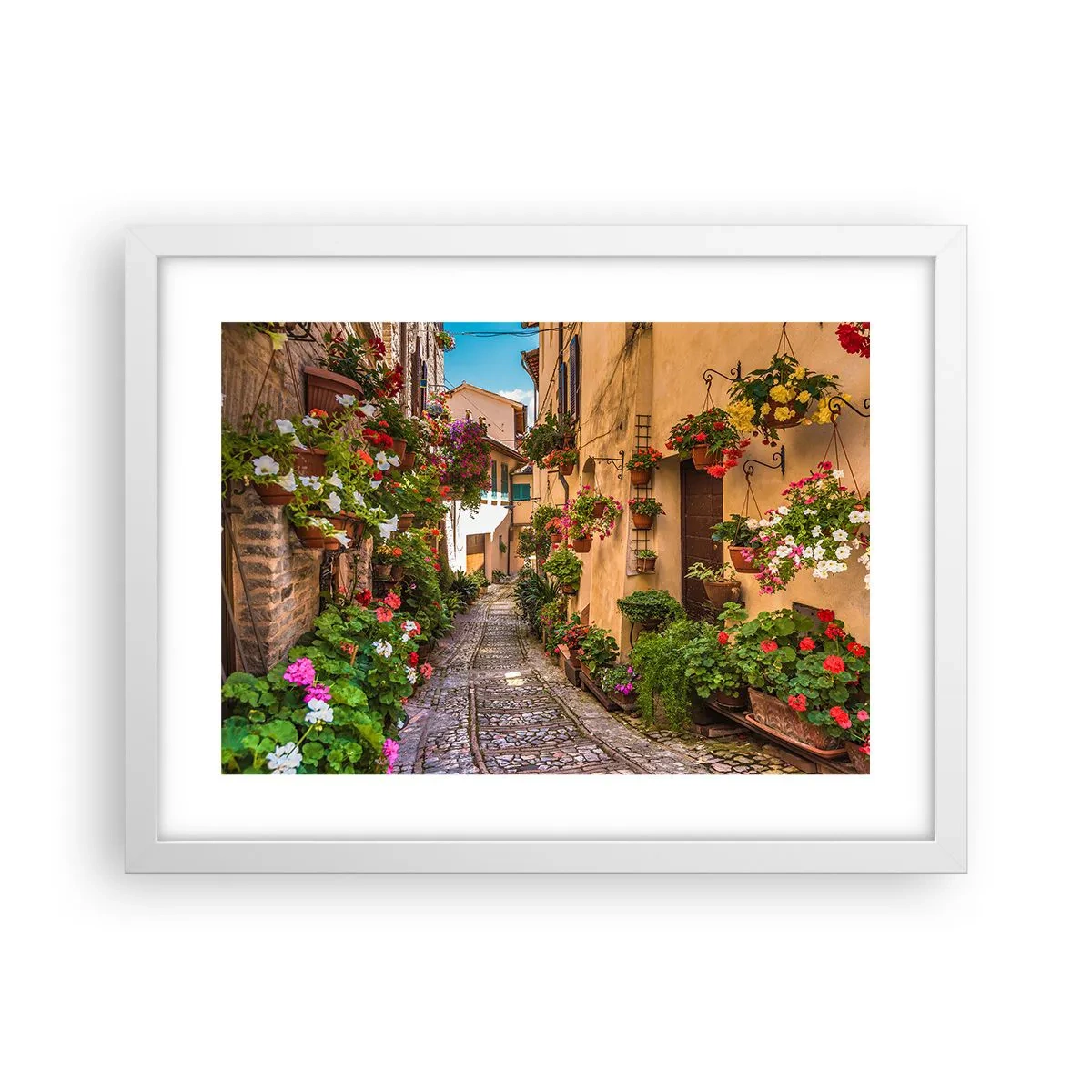 Plakat w białej ramie - Włoski zaułek - 40x30 cm