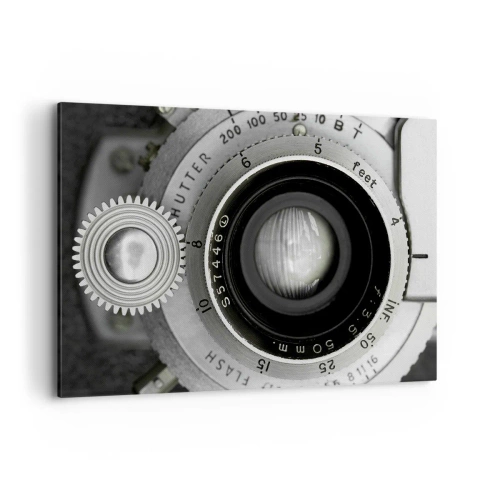 Obraz na płótnie - Obiektyw starego aparatu fotograficznego - 100x70cm - Opowieść o Hollywood - Nowoczesna dekoracja ścienna do salonu, kuchni i sypialni ARTTOR