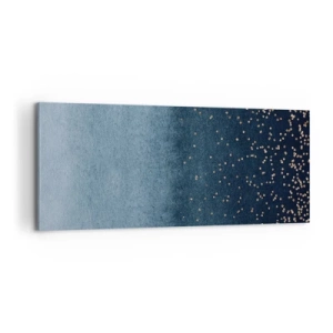 Obraz na płótnie - Niebieskie gradienty z drobnymi złotymi akcentami - 120x50cm - Kompozycja – niebieskie fazy - Nowoczesna dekoracja ścienna do salonu i sypialni ARTTOR