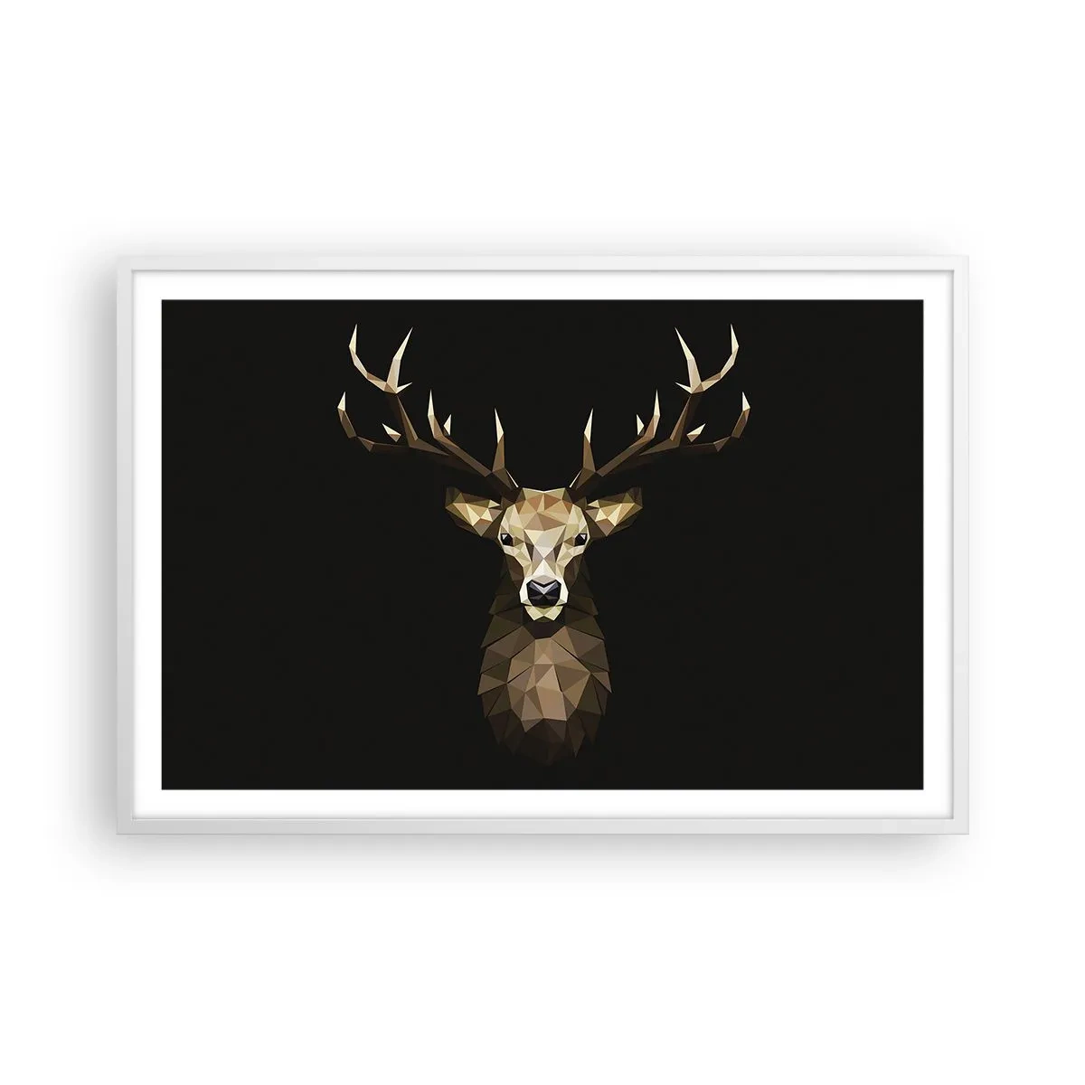 Plakat w białej ramie - Kubistyczny jeleń - 91x61 cm