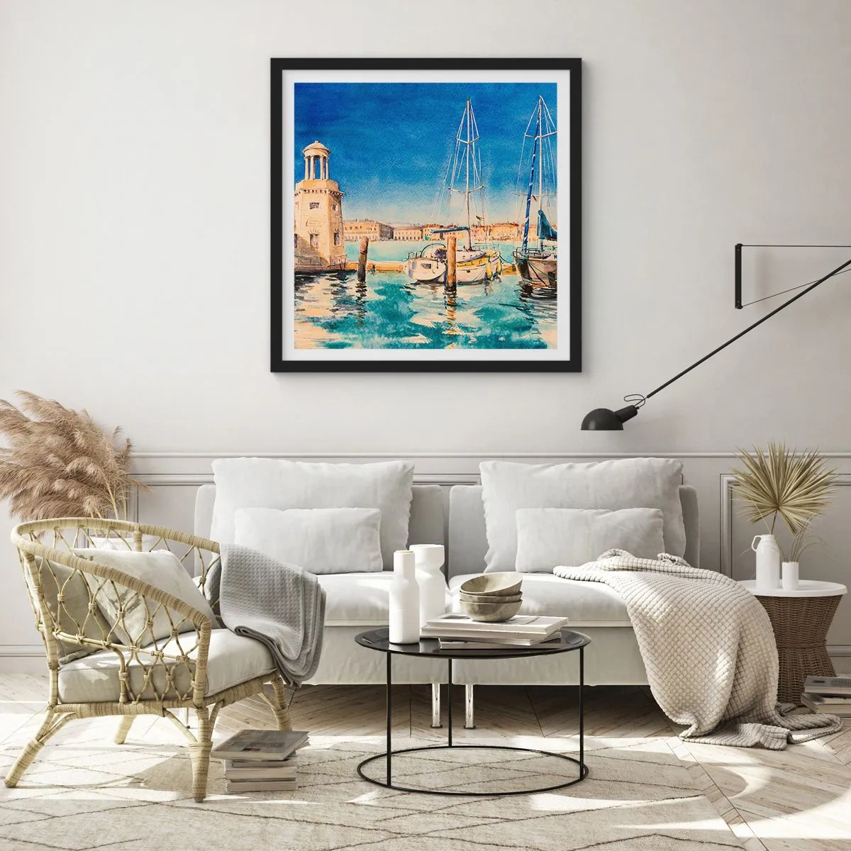 Plakat w czarnej ramie - Słoneczna laguna - 30x30 cm