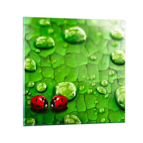 Obraz na szkle - Spotkanie w zieleni - 30x30 cm