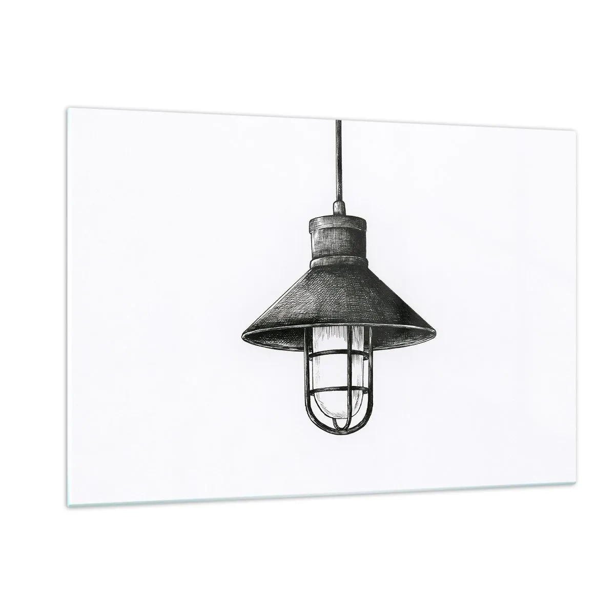 Obraz na szkle - Czarna lampa wisząca w stylu industrialnym - 120x80cm - Jak przed laty… - Nowoczesna dekoracja ścienna do salonu, kuchni i sypialni ARTTOR