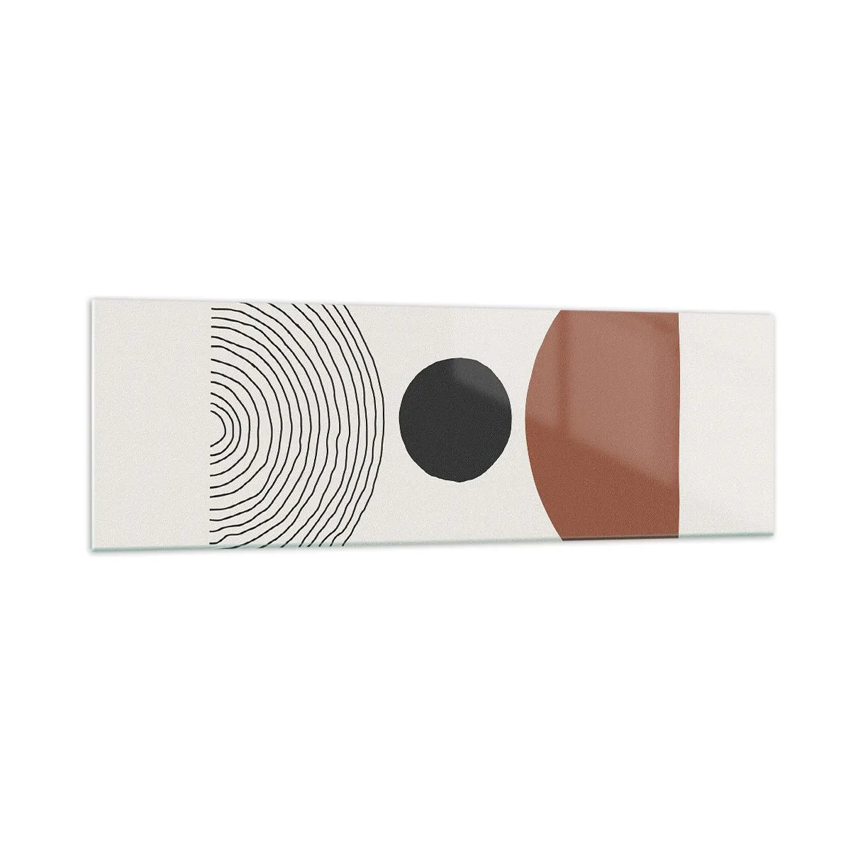 Obraz na szkle - Abstrakcyjne figury geometryczne w ciepłych barwach - 160x50cm - W centrum uwagi - Nowoczesna dekoracja ścienna do salonu i sypialni ARTTOR