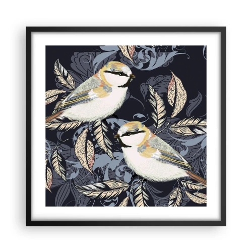 Plakat w czarnej ramie - Żółto-błękitny trel - 50x50 cm