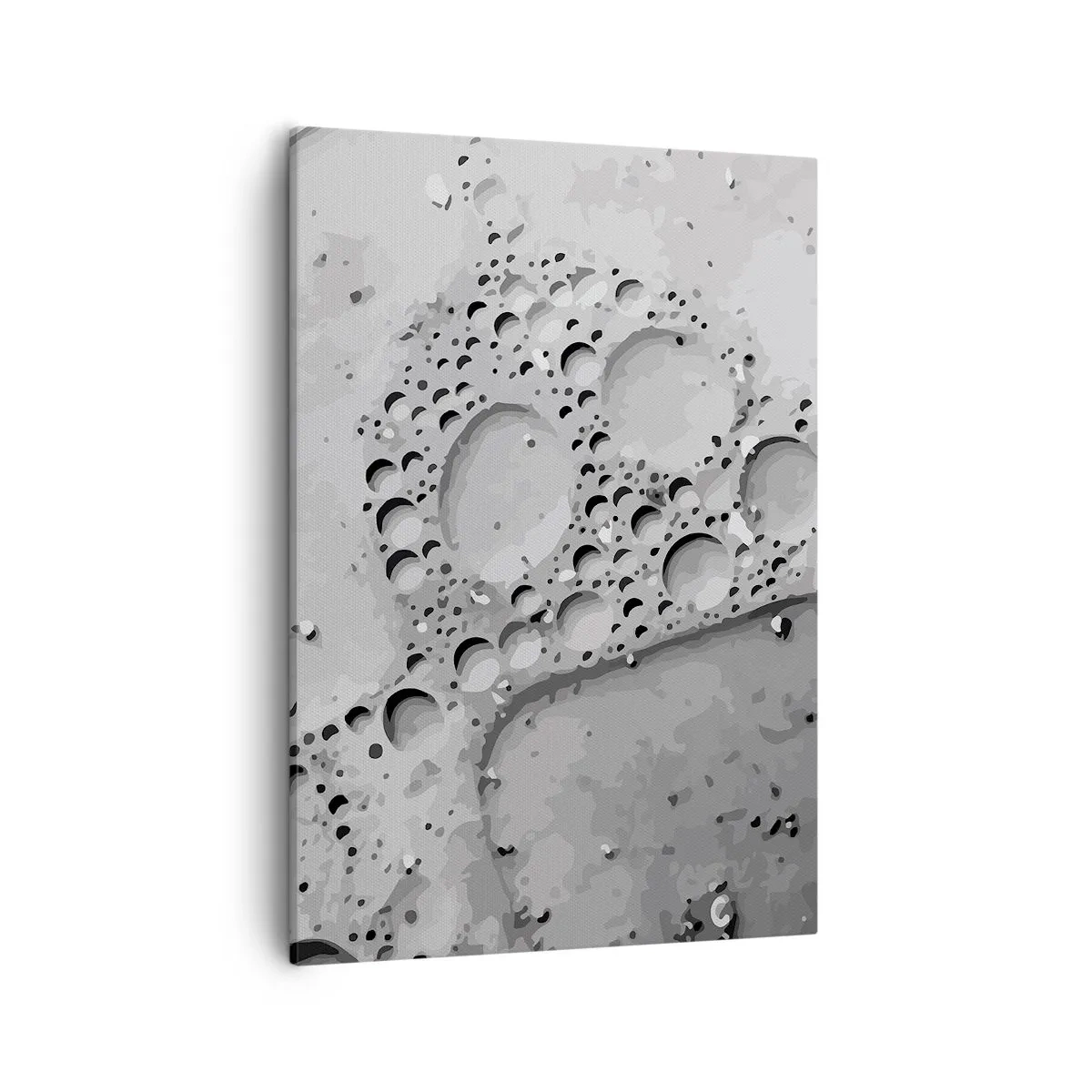 Obraz na płótnie - Abstrakcyjna grafika inspirowana strukturą powierzchni w odcieniach szarości - 50x70cm - Slad po spienionym - Nowoczesna dekoracja ścienna do salonu, kuchni i sypialni ARTTOR