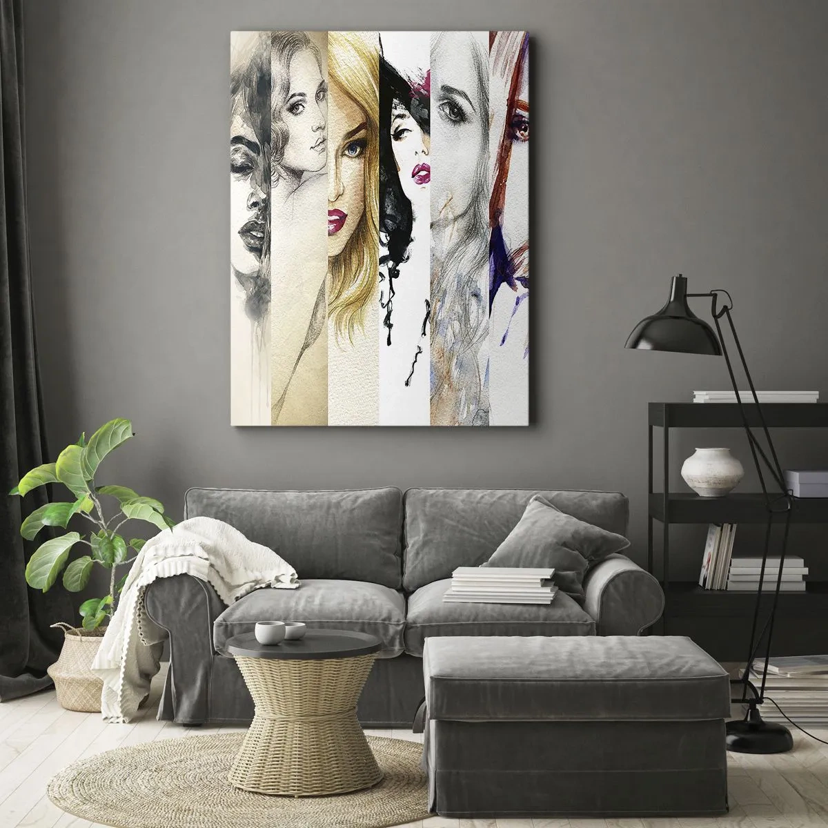 Obraz na płótnie - Portrety kobiet w różnych stylach i technikach rysunkowych - 50x70cm - I zawsze to TY - Nowoczesna dekoracja ścienna do salonu, kuchni i sypialni ARTTOR