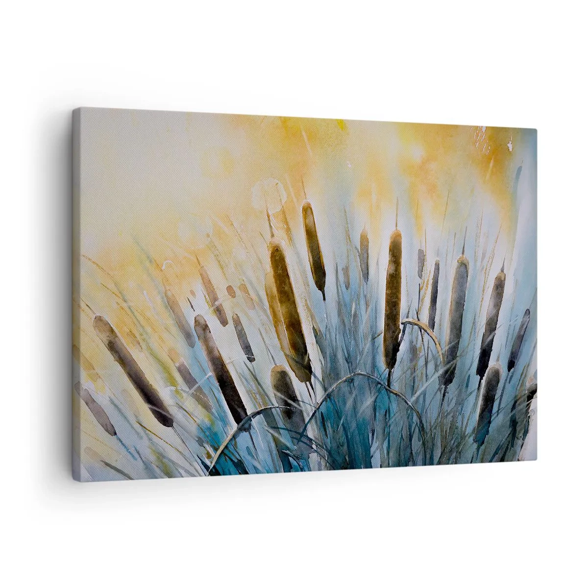 Obraz na płótnie - Malownicze trzciny w promieniach słońca - 70x50cm - Chłód wody, słońca żar - Nowoczesna dekoracja ścienna do salonu i sypialni ARTTOR
