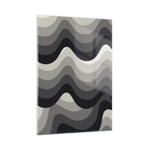 Obraz na szkle - Fale w odcieniach szarości tworzące rytmiczny, geometryczny wzór - 50x70cm - Fala za falą - Nowoczesna dekoracja ścienna do salonu, kuchni i sypialni ARTTOR