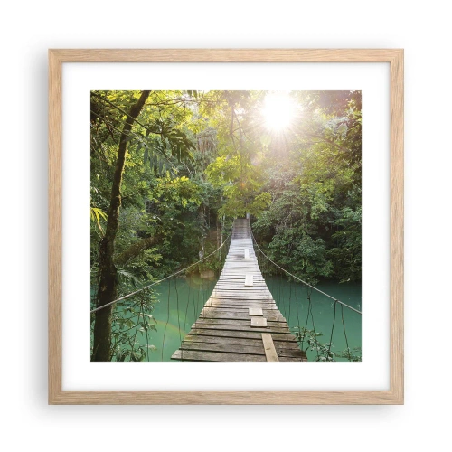 Plakat w ramie jasny dąb - Nad lazurową wodą do lazurowego lasu - 40x40 cm