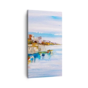 Obraz na płótnie - Wielobarwna miejska przystań - 45x80 cm