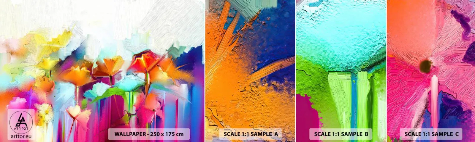 Fototapeta Próbka Samoprzylepna Deluxe Sticker - Tęcza zakwitła - Abstrakcja, Kwiaty, Sztuka - 100x30 cm