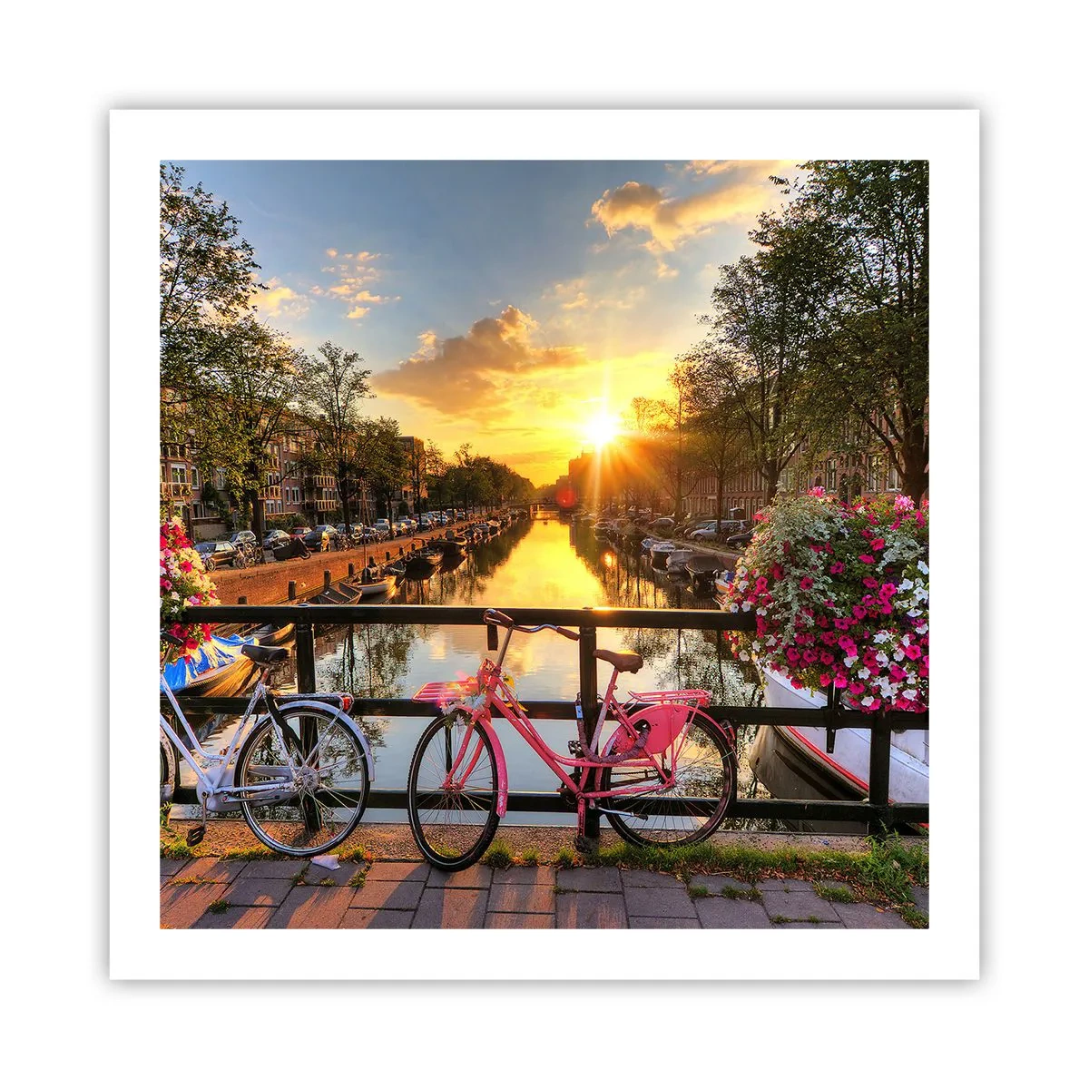 Plakat - Wiosenny poranek w Amsterdamie - 60x60 cm